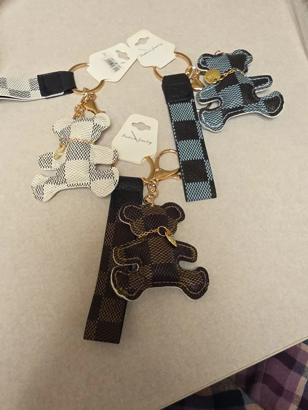 Teddy Bear Keychains- Blue, Brown, Cream